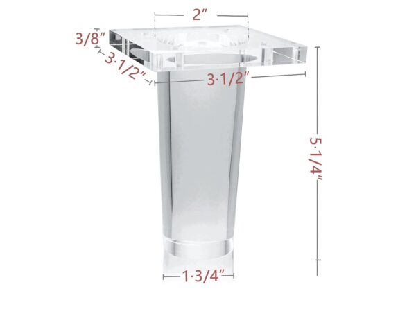 Tapered Acrylic Leg 5"H, 578A 4pcs set - Image 4