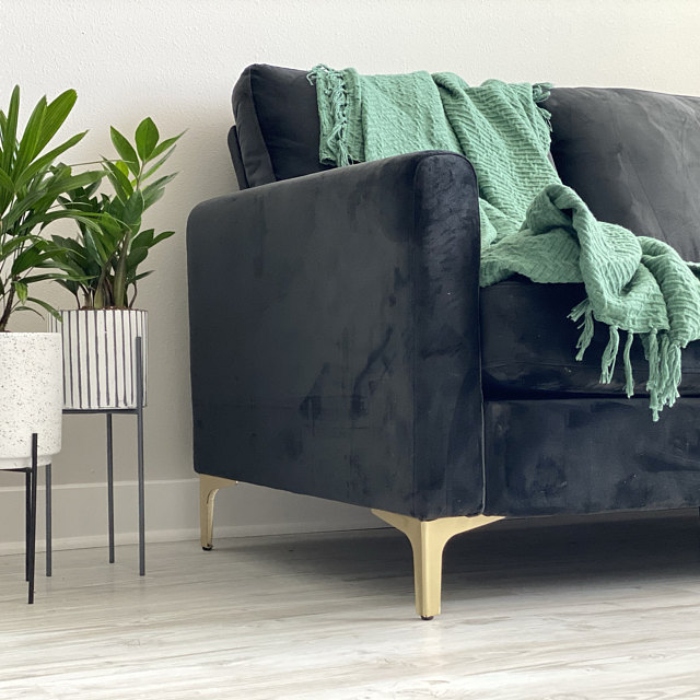 Set of 4 Black Metal Furniture Damp Proof Sofa Leg Couch Plinth Feet 9cm 